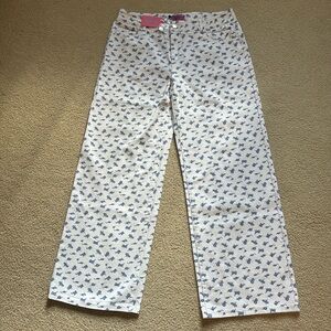 EDIKTED NWT - L white and blue floral jeans